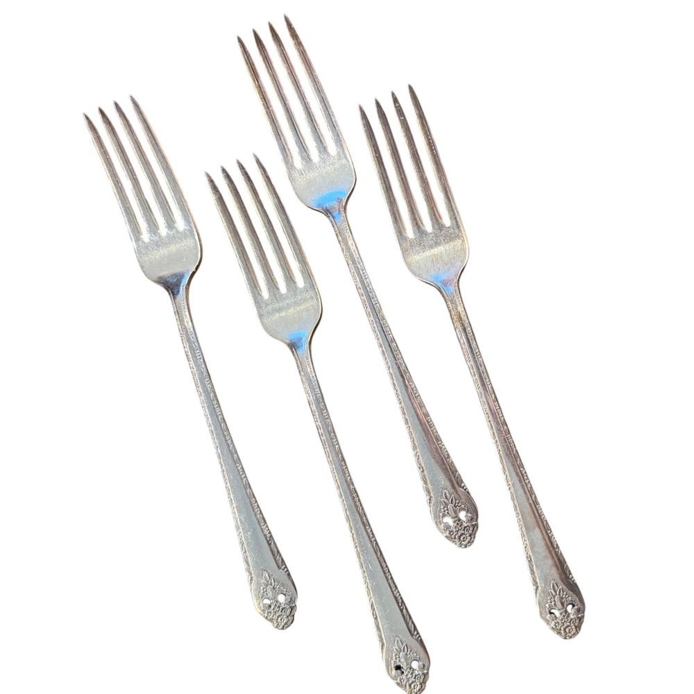 Vintage Holmes & Edwards Lovely Lady Silverplate Dinner Forks Set of 4